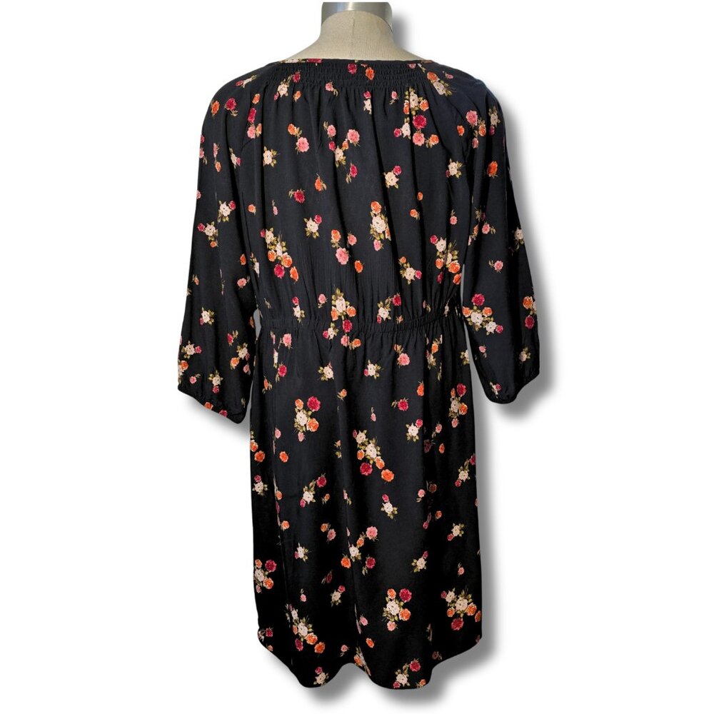 J. Jill 3/4 Sleeve Black Floral Button-Front Shirt Dress 2X - Picture 3 of 10
